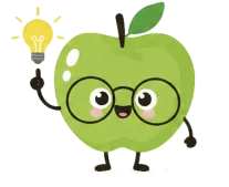 Ilustración de manzana con foco de idea representando Diseño de Marcas